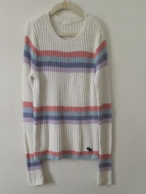 Abercrombie Girl's Striped Crewneck Sweater with Pastel Accents 11/12 Yrs
